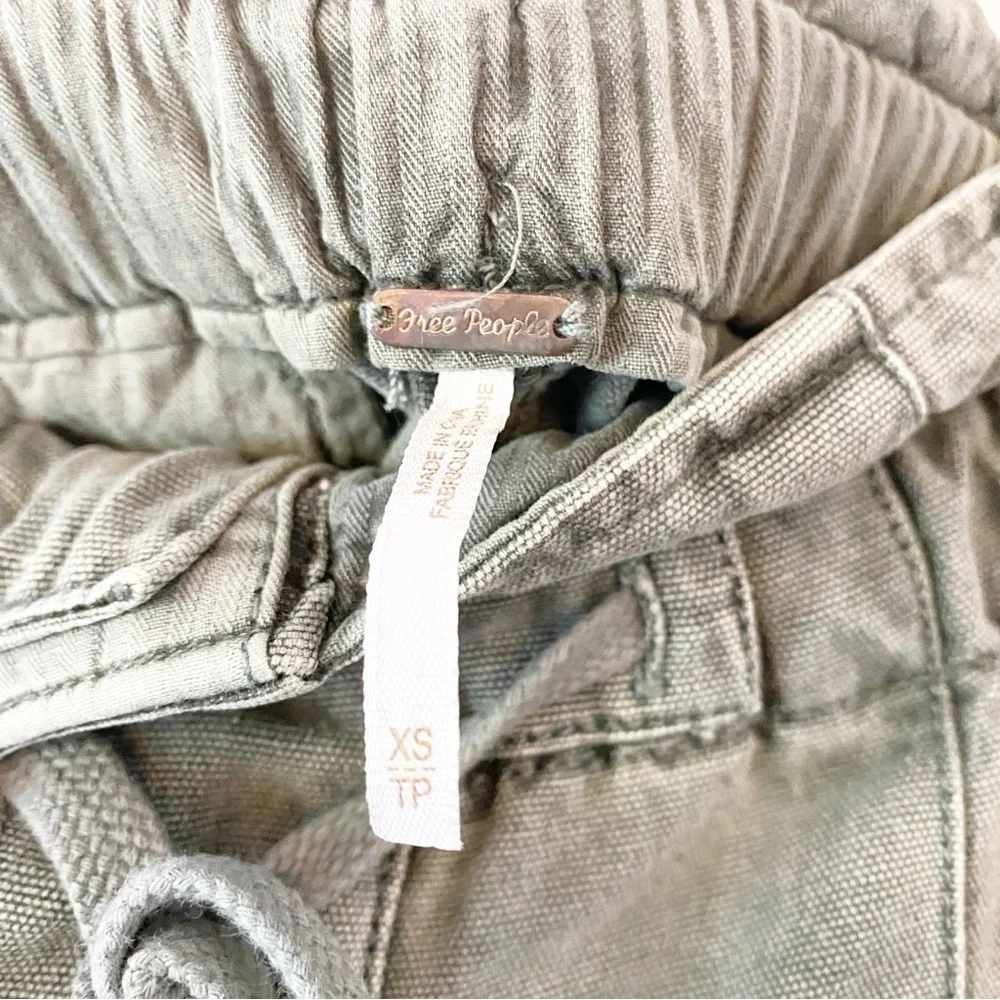 FREE PEOPLE Margate Pleated Paperbag Olive Green Relaxed Trousers